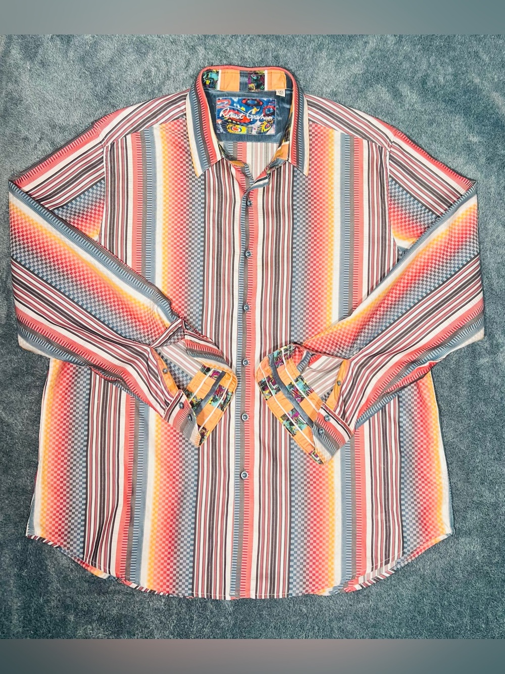Robert Graham Multicolor Striped Flip Cuff Shirt 2XL